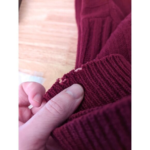 Men's XL Brooks Brothers 100% Lambswool V-Neck Ribbed Knit Sweater Crimson Red - Picture 6 of 6